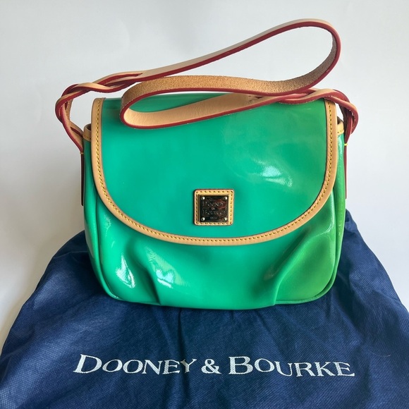 Dooney & Bourke Patent Flap Pleated Hobo Shoulder Bag -Seafoam - Picture 6 of 7